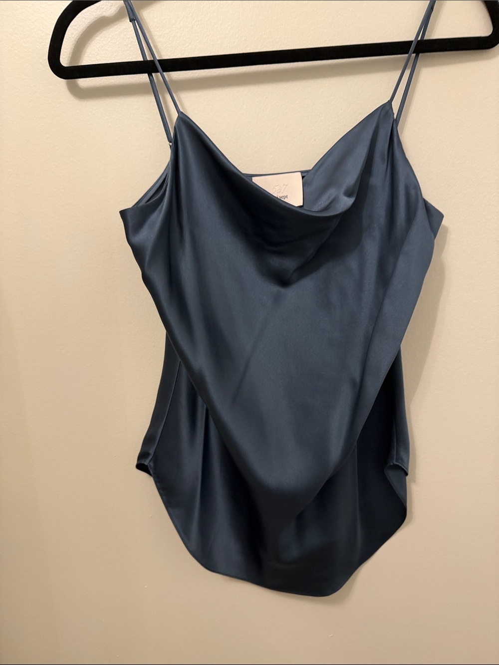 cinq a sept Slate Blue Satin Camisole